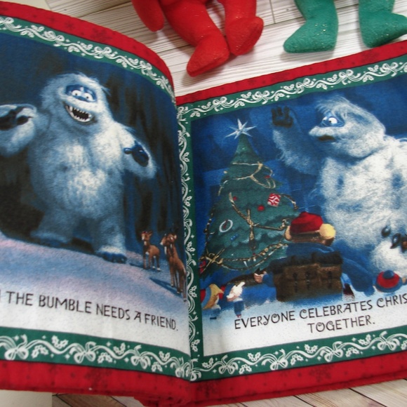 Christmas Holiday 3 pc Set Rudolph Soft Book and 2 Vtg Beanie Bears from 2003 - Picture 2 of 13